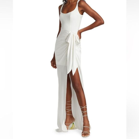 Cinq A Sept Marian Gown Ivory Satin 6 - Picture 1 of 11